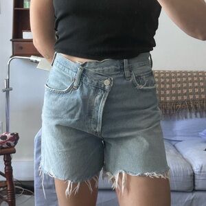 Agolde Criss-Cross Denim Shorts